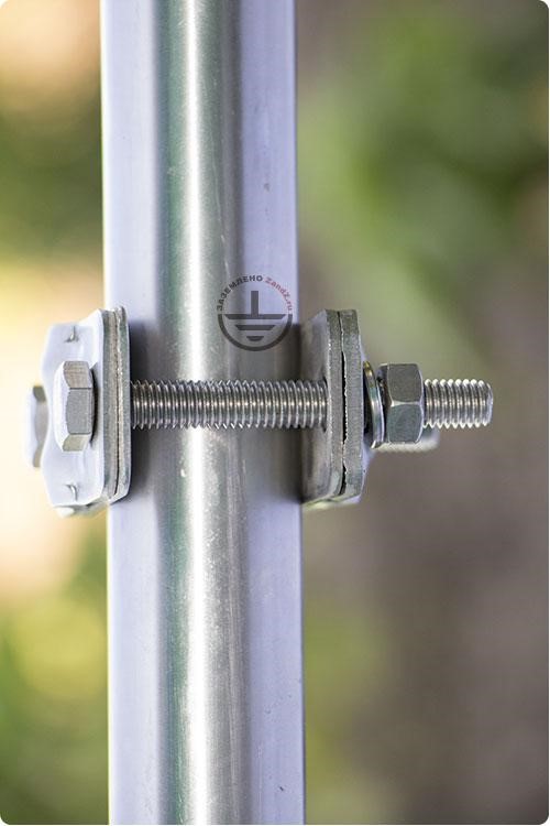 Clamp to the air terminal - mast for down conductors (stainless steel)